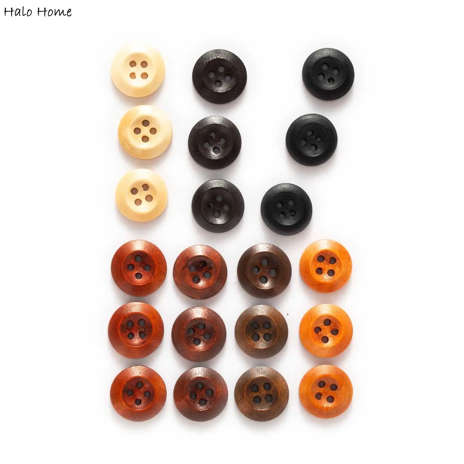 4 Hole 7 Colors Round Wooden Buttons Sewing Scrapbook Clothing Crafts Gift Jacket Blazer Sweaters Handwork Accessories 10-25mm