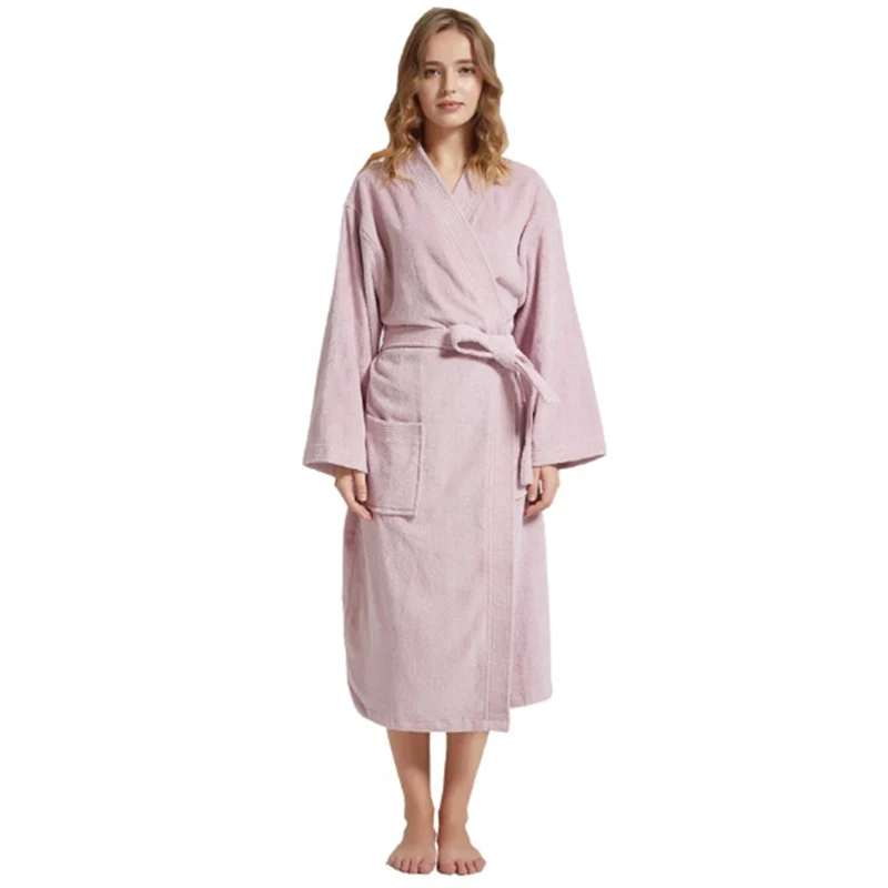 

Kimono Women Robe 100% Cotton Thick Terry Bathrobe Water Sucking Towel Fleece Bath Robe Plus Dressing Gown Kimono Men Sleepwear