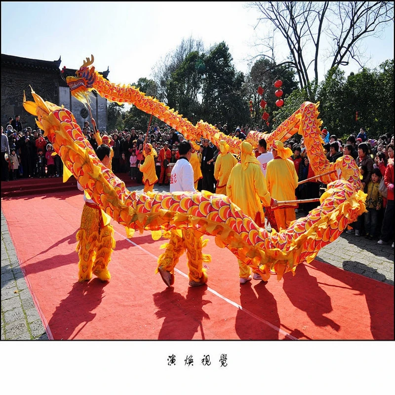 7m Silk Dragon Dance Costume 6 players Kids Size 5 Children Students Art Props Party  Carnival Toys Outdoor Sport Folk Stage,