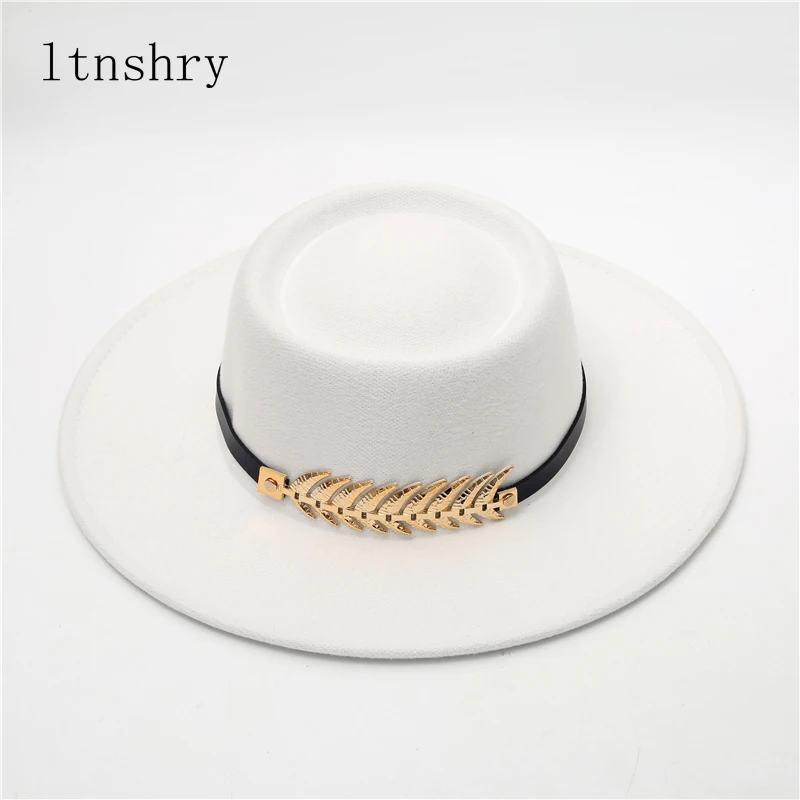 

2021 Fedoras Big Brim Hats For Women British Style Vintage Church Hats Lady Flat Brim Fedoras Autumn Winter Womens Felt Hat