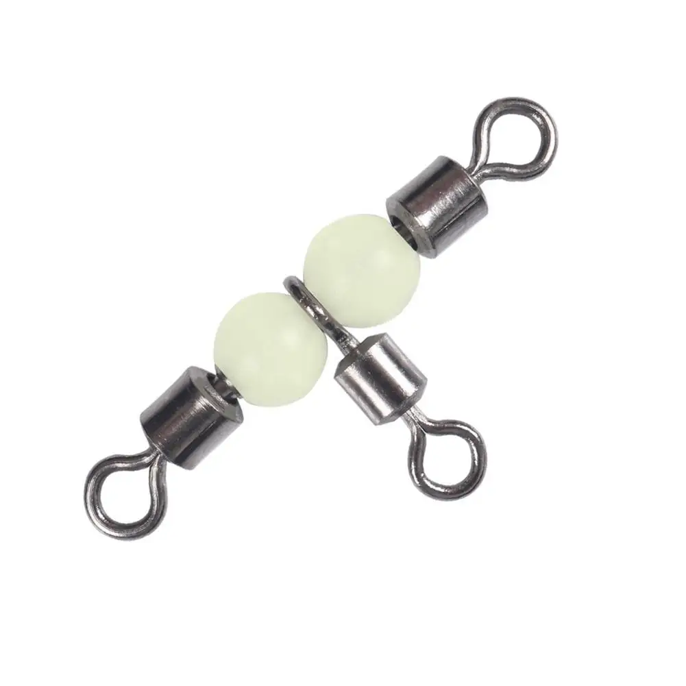 2021 10 Pcs/set Fishing Rolling Barrel Swivels Connector T-shaped Solid Ring Fishing Tackle With Luminous Bead