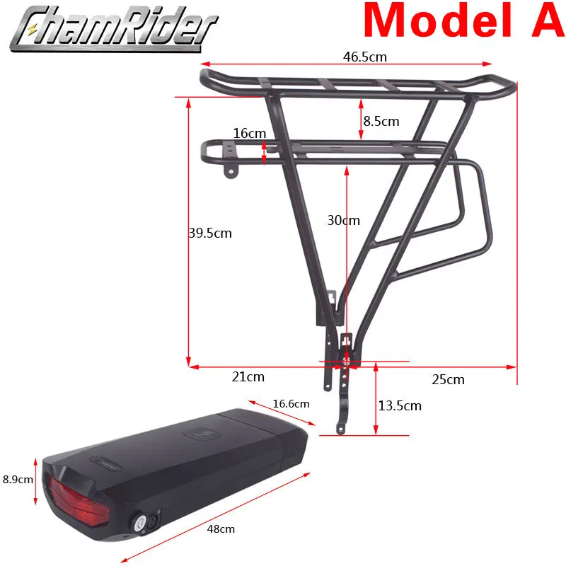 48V ebike battery case 36V 52V Electric bike battery box Double Layer luggage rack Shanshan Plastic