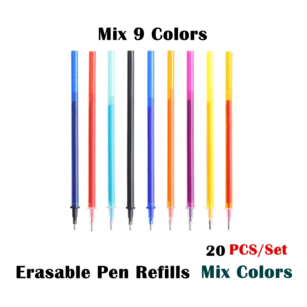 A Pen 20 Pcs/Set Students Erasable Pen Washable Handle Blue Black Red 0.5mm Pens Refill Rod for Office School Writing Supplies