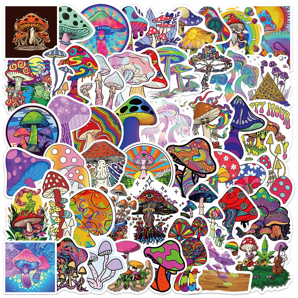 10/30/50PCS Psychedelic Aesthetics Mushroom Stickers Decal Car Guitar Motorcycle Luggage Suitcase Cartoon Graffiti Sticker Toy