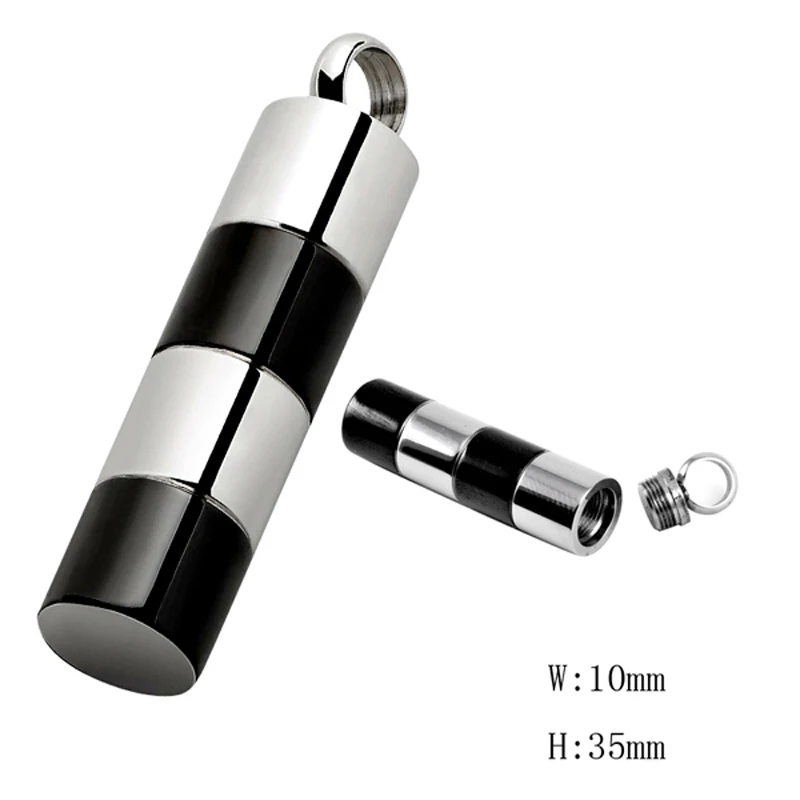 

IJD2007 Stainless Steel Men's Cylinder Pendant Cremation Urn Necklace for Ashes Keepsake Memorial Jewelry