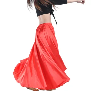 Skirt dance balance with bright satin, long skirt for belly dance, 14 colors available, vl-310 8 Main Sales Skirt Belly Dance - №1
