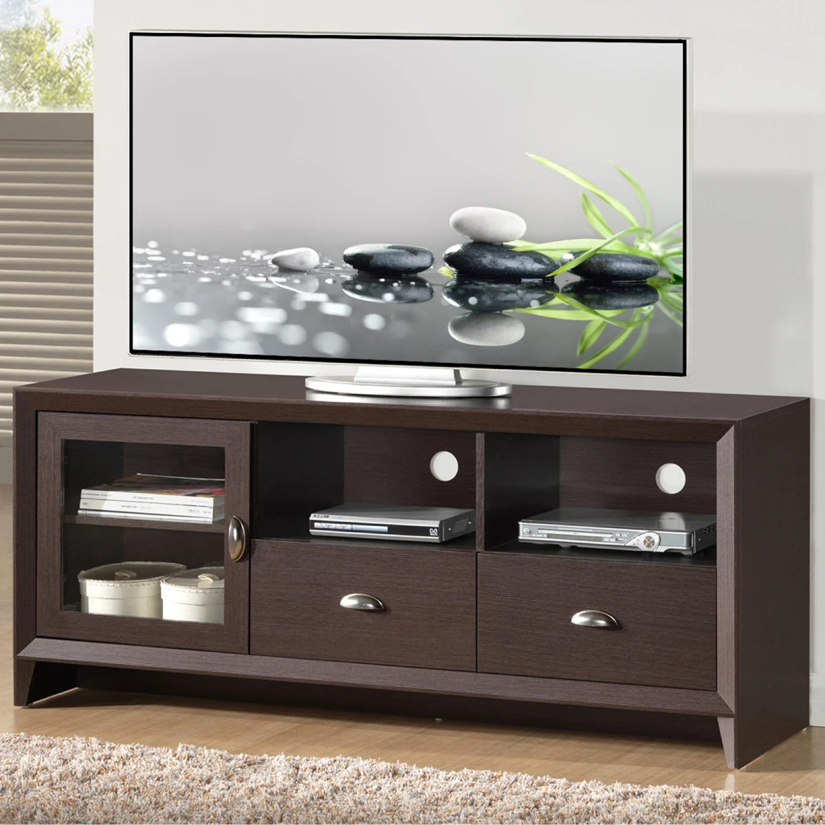 Modern TV Stand Cabinet 55x16.5x24Inch with Storage Space for TVs Up To 60