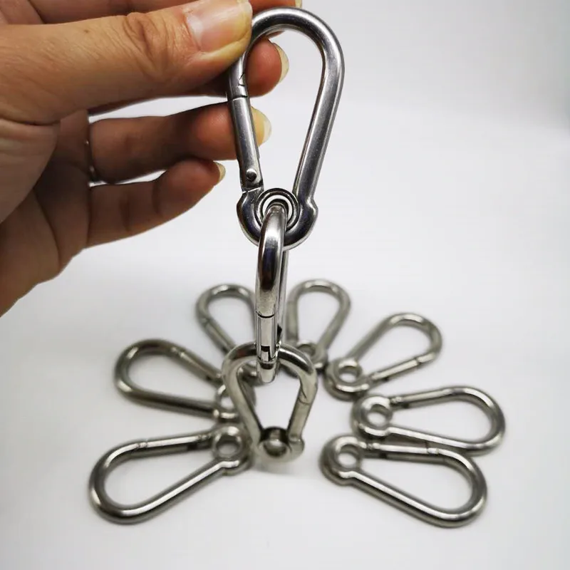 Different size Carabiner Eyelet 10PCS M6 Secure Lock 304 Stainless Steel 60mm Hook Carabiner Eyelet