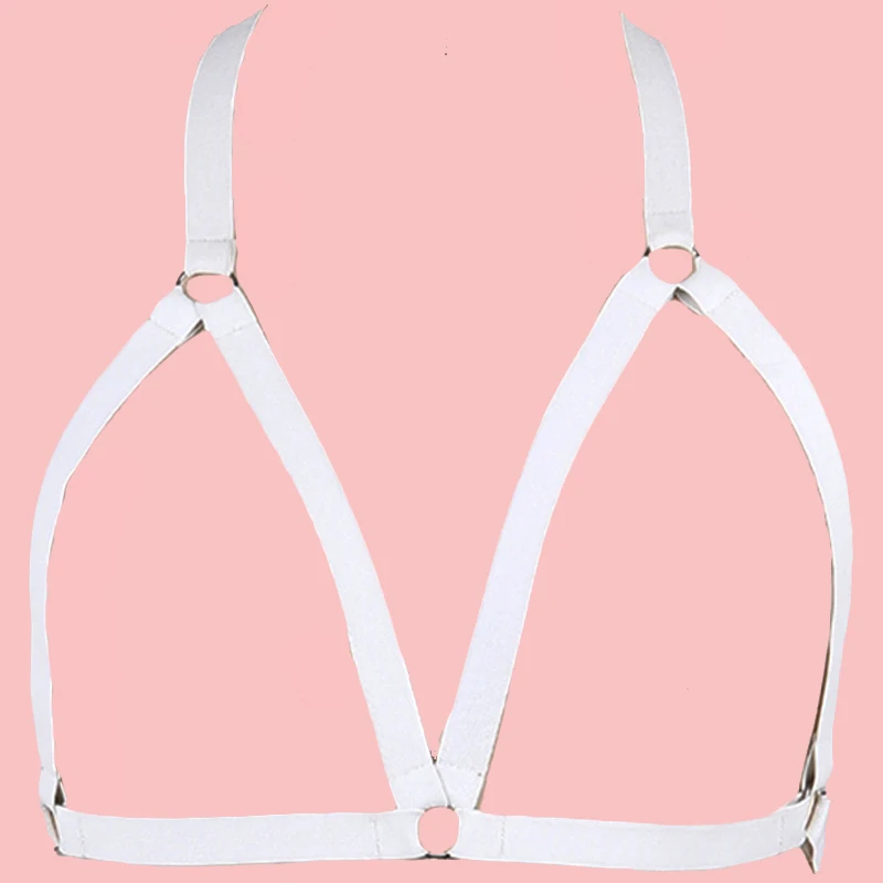 

White Harness Lingerie Wedding Bride Garter Body Harness Open Chest Cage Bra Pastel Goth Top Bondage Belt