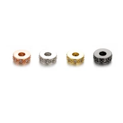 3pcs/lot CZ Basic Spacer Charms Beads DIY Metal Bead Brass Micro Pave CZ Zircon Charm Beads for Men Jewelry Bracelet Making