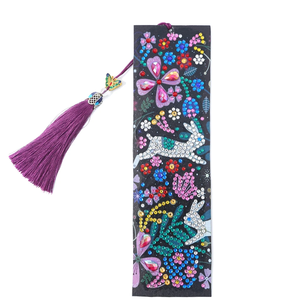 5D Diamond Painting Exquisite  Leather Bookmarks Tassel Bookmarks Special Shaped Diamond Embroidery Craft decoration