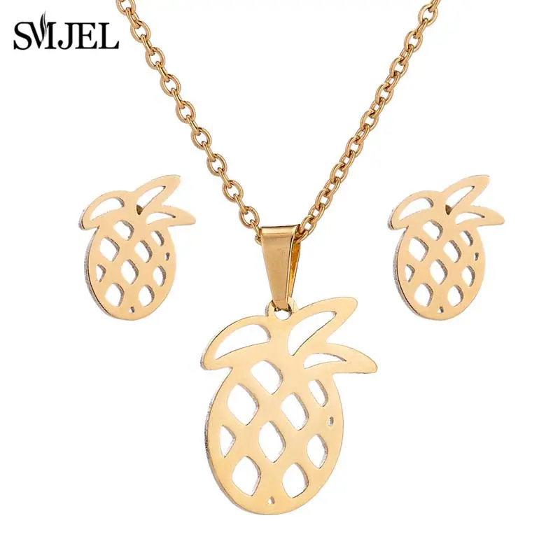Women's Stainless Steel Coconut Tree Necklace & Earrings Set