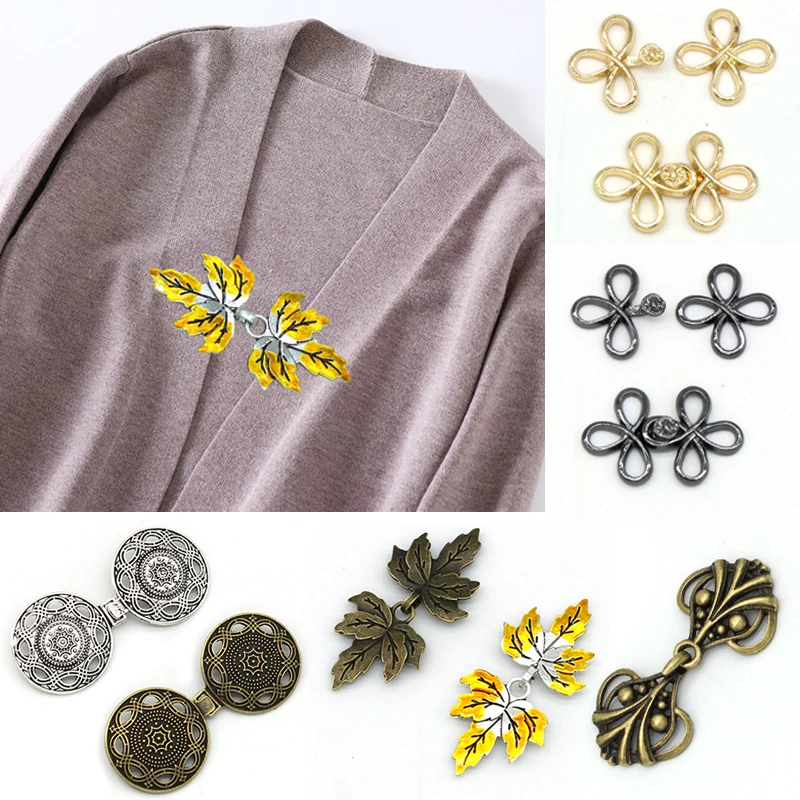 1Pcs Fashion Cardigan Buckle Chinese Knot Buttons Sewn On Clothes Cheongsam Heart Shape Cloak Clasp Fasteners Cardigan Clip