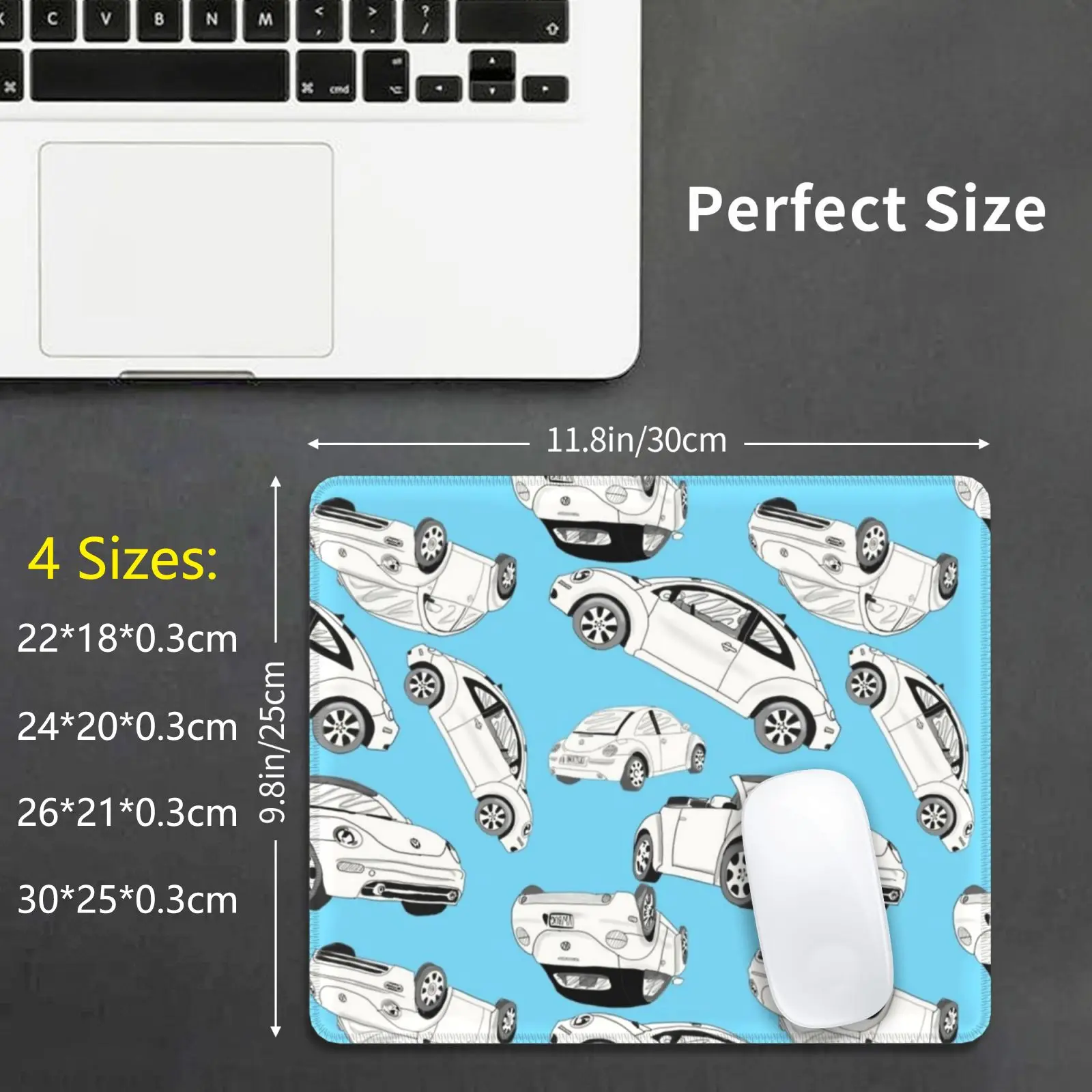 New Beetles On Aquarius Blue Mouse Pad DIY Print New Beetle Car Driving Beetle Convertible