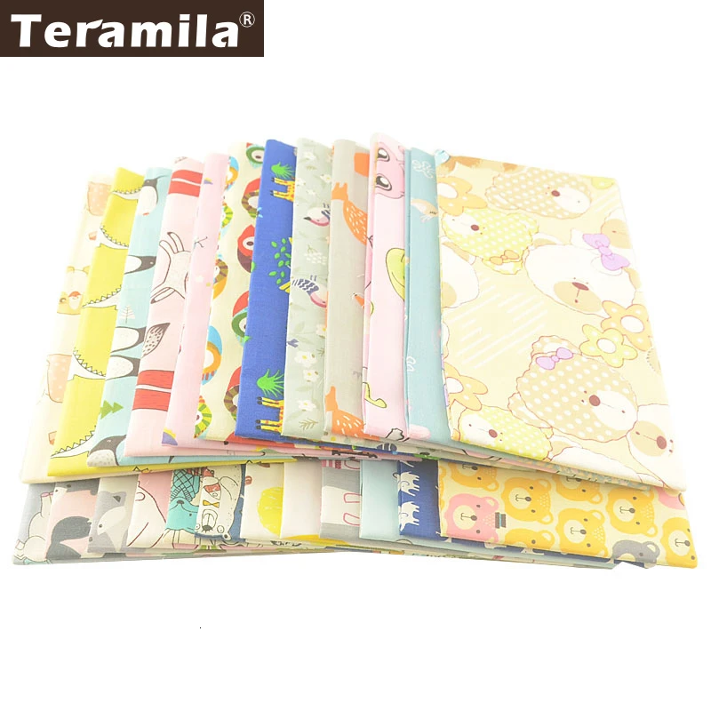 Teramila 50x50cm 100% Cotton Fabric Animal Cartoon Design Telas DIY Patchwork Stoffen Cloth Craft Cushion Pillow Tissu For Kid\'s