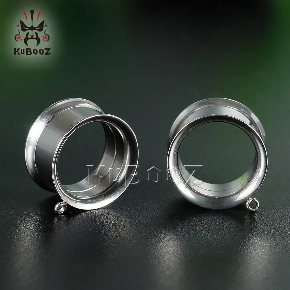 KUBOOZ Simple Design Stainless Steel Ear Piercing Tunnels Gagues Expanders Body Jewelry Earring Plugs Stretchers For Unisex 2PCS