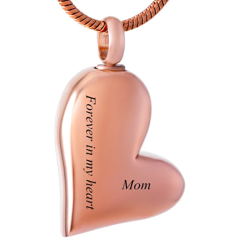 IJD8032 Always in My Heart Custom Stainless Steel Heart Cremation Souvenir Pendant for Ashes Urn Memorial Necklace for Gift