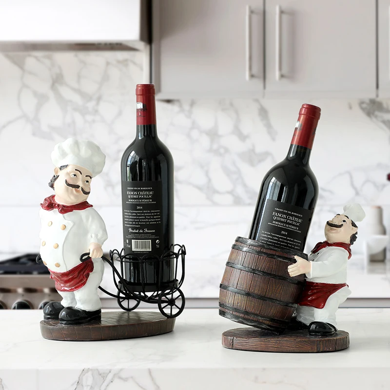 Resin Vertical Chef Wine Rack Dining-Table Bar Living Room Decorations Wine Bottle Holder Nordic Household Goods Accessories