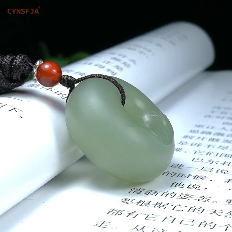 CYNSFJA New Real  Certified Natural Hetian Jade Nephrite Lucky Amulets Peace Buckle Wealthy Fish Jade Pendant Green High Quality