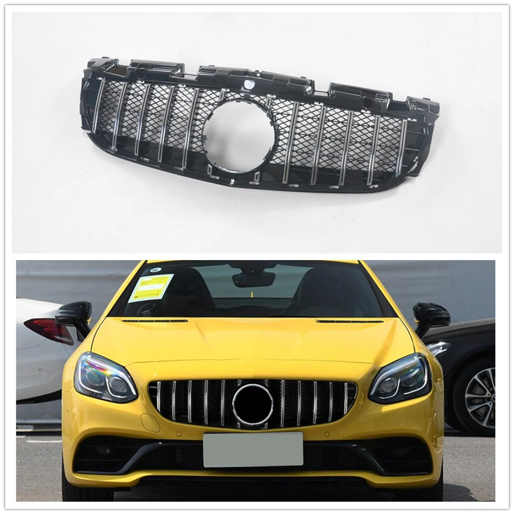 

For Mercedes-Benz SLC Class R172 2016-2020 SLC180 SLC200 SLC260 SLC300 SLC43 GT Style Front Grill Upper Bumper Hood Mesh Grille