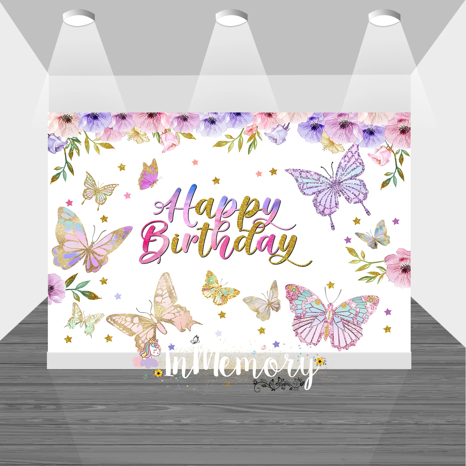 Baby Shower Girl Photography Background Props Butterfly theme Kids Birthday Party Backdrop for Photo Studio Vinyl Custom