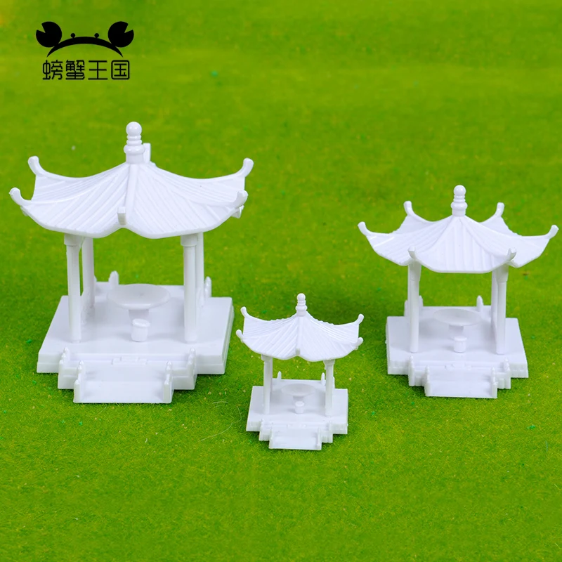 1pcs Miniature Garden Pavilion Simulated Architecture Model House Chinese Style Construction Set Decor 1:100 1:75 1:150 scale