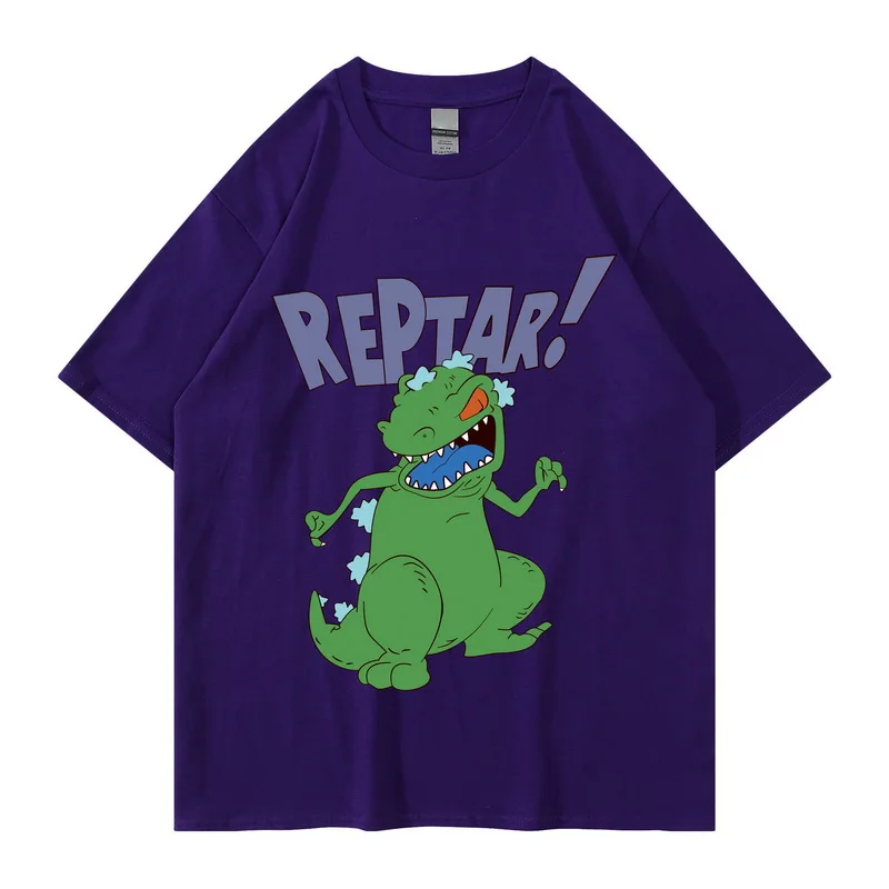 Hip Hop T-shirt Men Funny Cartoon Comics REPTAR Print Tops Tee Summer Casual Hipster High Street Oversized Streetwear Tshirt