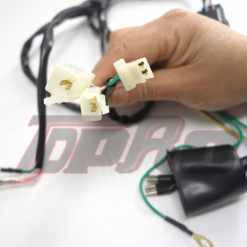 TDPRO Engine Wiring Harness Kit Plug Wire Loom Switch For XR50 CRF50 50cc 90cc 125cc 140c 150cc DIRT BIKE PIT Pro Lifan Engines