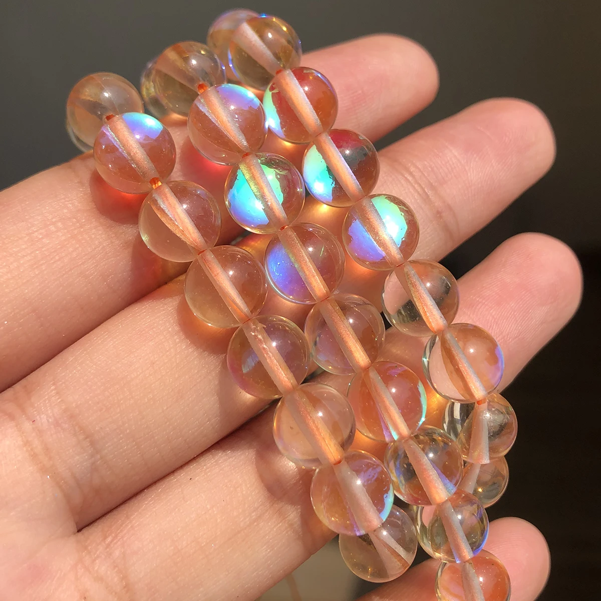 Matte Kristallglasperlen, gefrosteter Mondstein, glitzernd, rund, lose Perlen für die Schmuckherstellung, DIY-Halskette, Armband, 15 Zoll – Detail 12