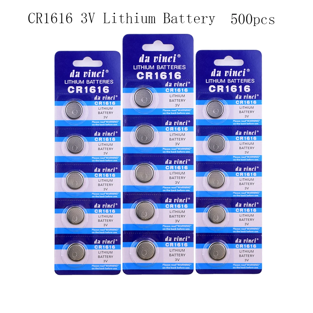 500Pcs CR1616 50mAh 3V Lithium  Button Battery  LM1616  ECR1616 DL1616 Coin Cell Batteries For Watch Electronic Toy Remote