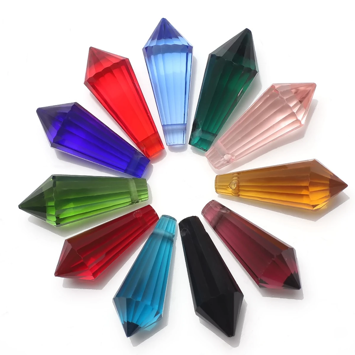 8x20mm Teardrop Bicone Prism Faceted Crystal Glass Loose Crafts Pendants Beads Lot For DIY Jewelry Making Findings