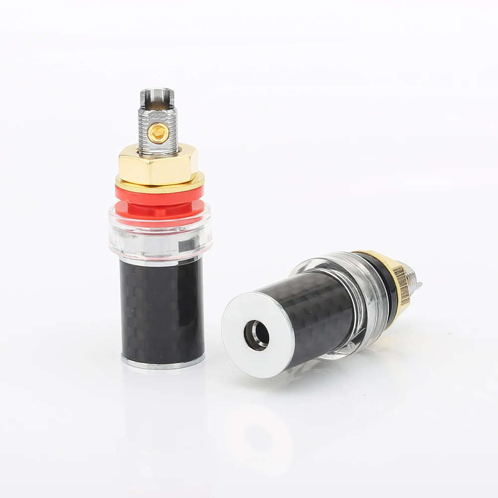 HI END คาร์บอนไฟเบอร์โรเดียม Plated Binding Post Speaker Amplifier Terminal Binding โพสต์