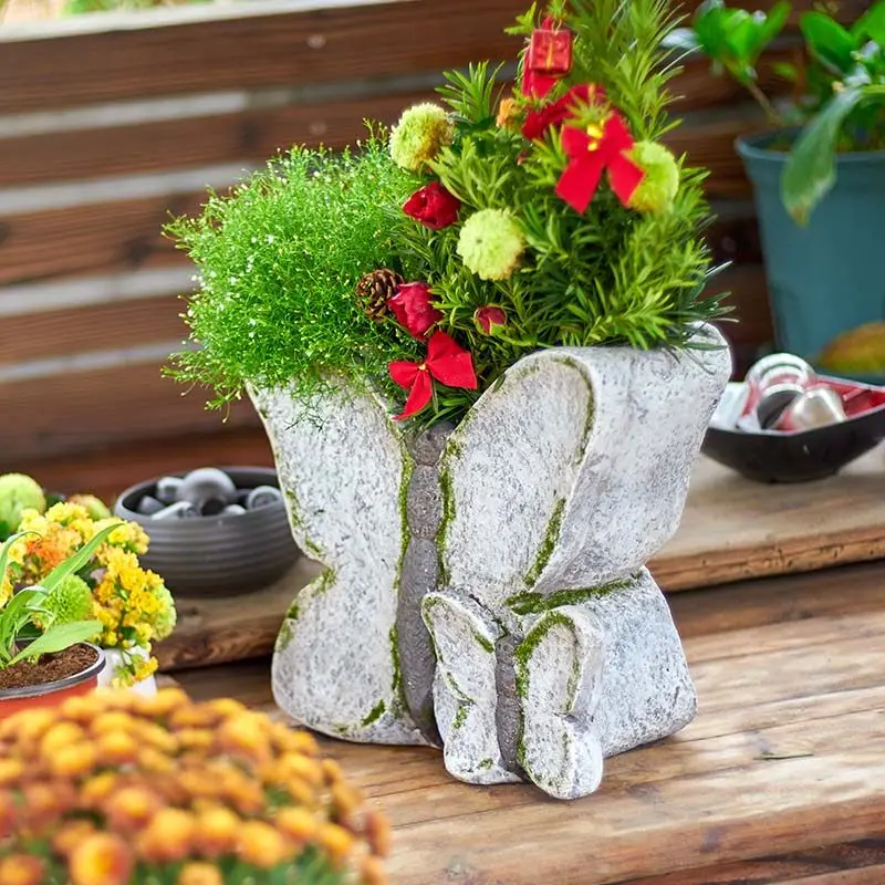 

Pastoral Animal Butterfly Flowerpot Cement Ornaments Courtyard Park Succulent Plant Decoration Outdoor Garden Figurines Crafts