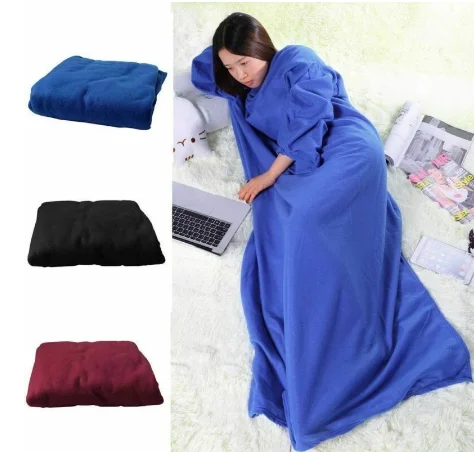 Women Men Warm Soft Coral Fleece Cuddle Snuggle Blanket with sleeves family winter warm wool blanket robe shawl with sleeves