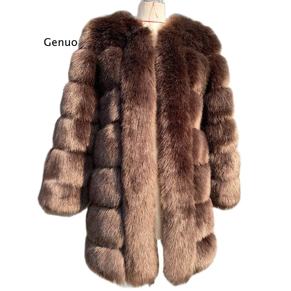 

2021 Winter New Women Long Fur Coat Thick Warm Fluffy Artificial Fur Coats Jacket Female Fur Jacket Overcoat