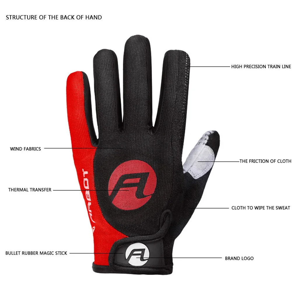 Cycling Anti-slip Full Finger Gloves Bike Gloves Pad Men Breathable Anti-shock Sports Gloves MTB Bike Bicycle Glove Man