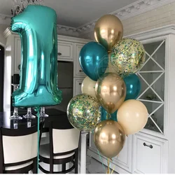 10pc Happy Birthday Duck Blue Foil Number Balloons First Baby Boy Girl Party Decorations My 1 One Year Ballons Supplies Globos