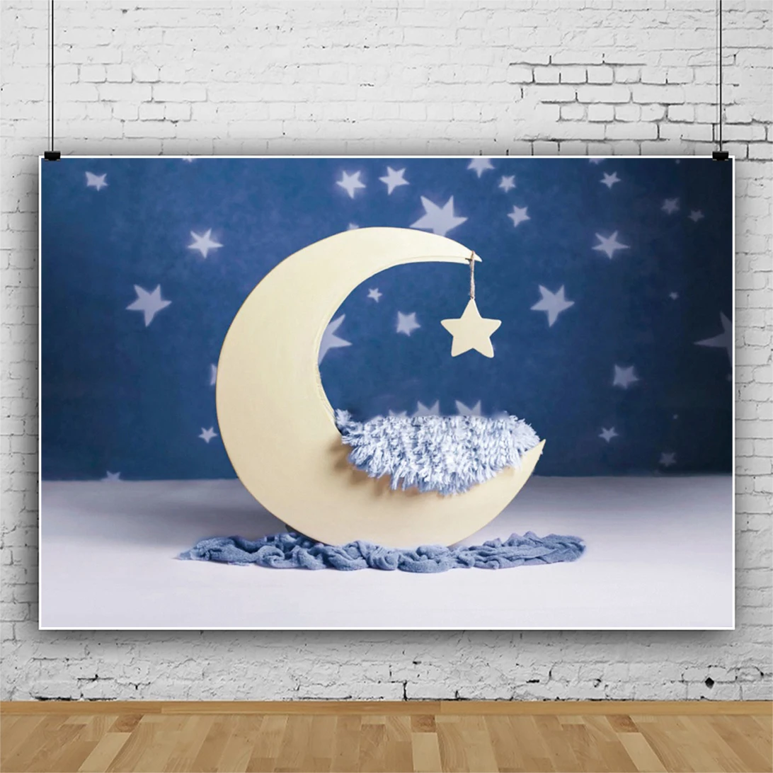 Baby Shower Newborn Photocall Backdrop Moon Star Pattern Child Portrait Photography Background Family Interior Photo Studio Prop