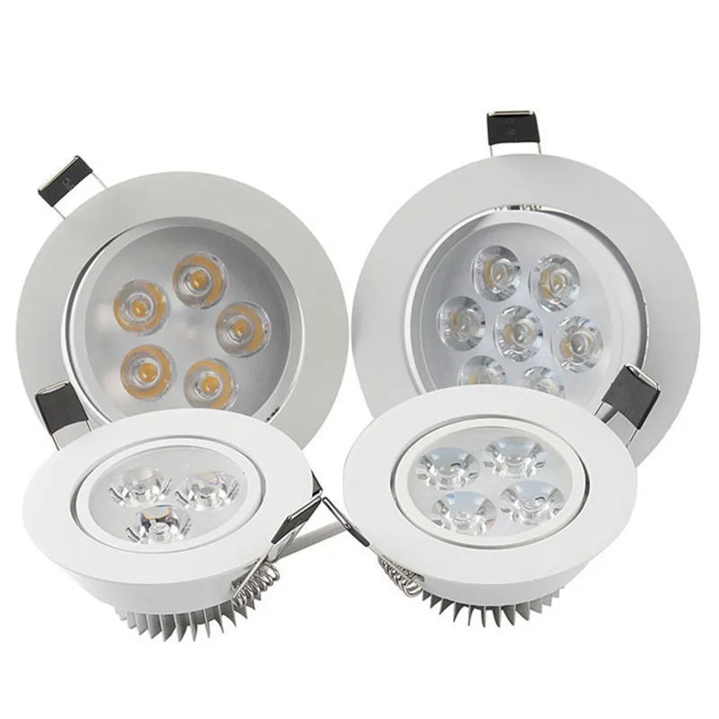 Okrągła LED typu Downlight z możliwością ściemniania 3W 6W 9W 12W 15W 18W wbudowana lampa sufitowa o dużej mocy AC85V-265V lampa sufitowa