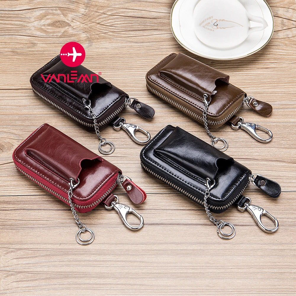 Key Wallet Men Car Key Holder For Women Genuine Leather Keys Organizer Housekeeper Key Pouch Luxury Designer Keychain Pouch Male