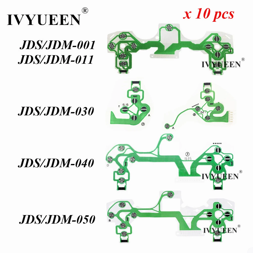 IVYUEEN 10 قطعة فيلم موصل ل Dualshock 4 PS4 PRO سليم تحكم لوحة المفاتيح PCB الشريط الدائرة JDS JDM 055 001 011 030 040 050