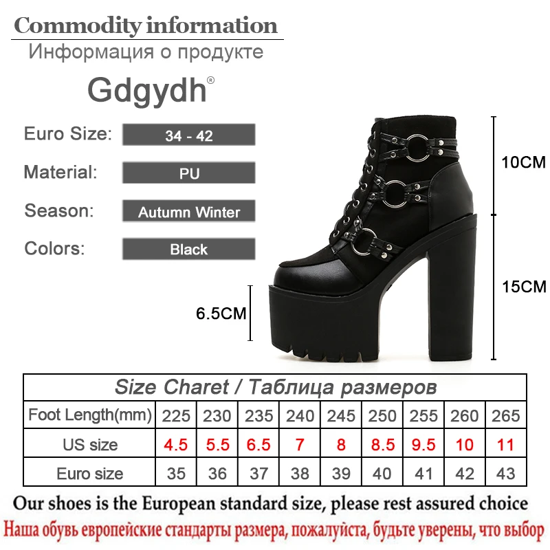 Gdgydh Spring Autumn Fashion Motorcycle Boots Women Platform Heels Casual Shoes Lacing Round Toe Shoes Ladies Autumn Boots Black