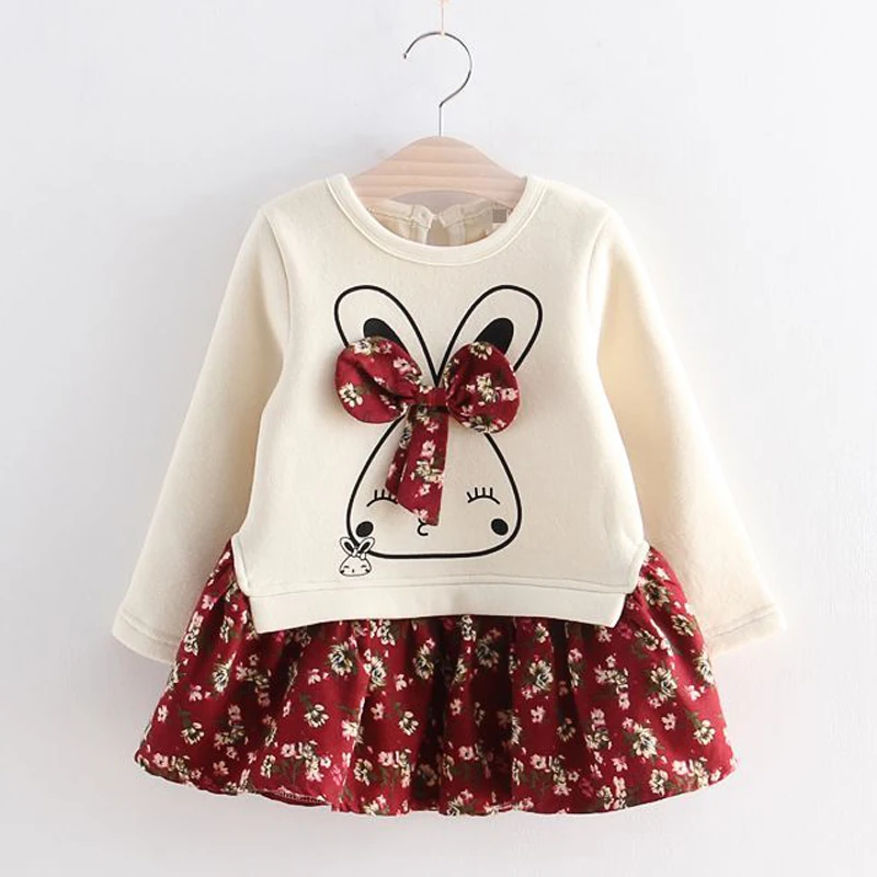 Children's Dress for Girls Autumn WInter Animal Style Girls Dresses Flower Party Princess Dress Baby Kids Girls Clothing