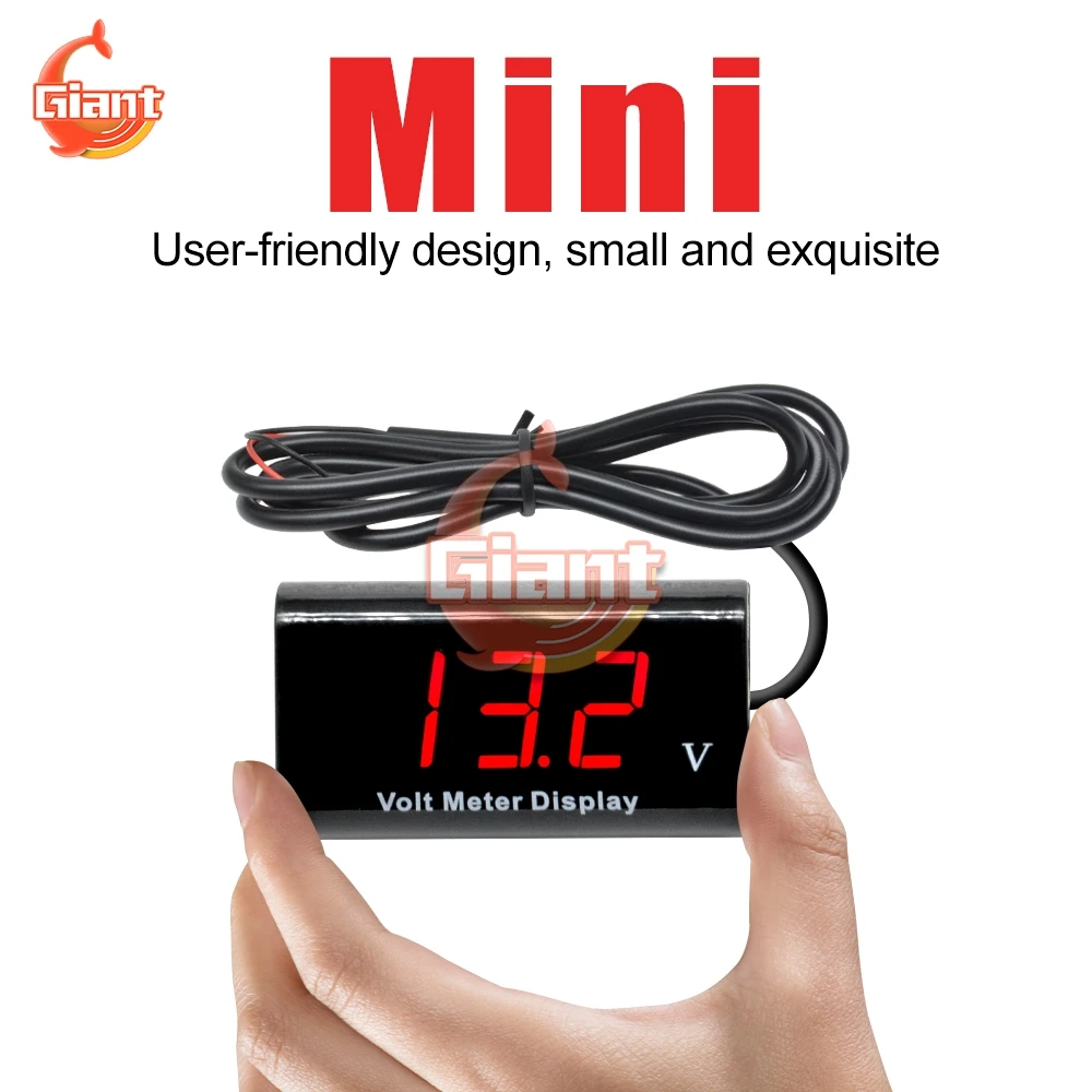 DC 5V 12V IPX6 Waterproof Voltmeter 12V Car Boat Motorcycle 0.56 inch LED Digital Display Volt Voltage Meter Mini Tester Panel