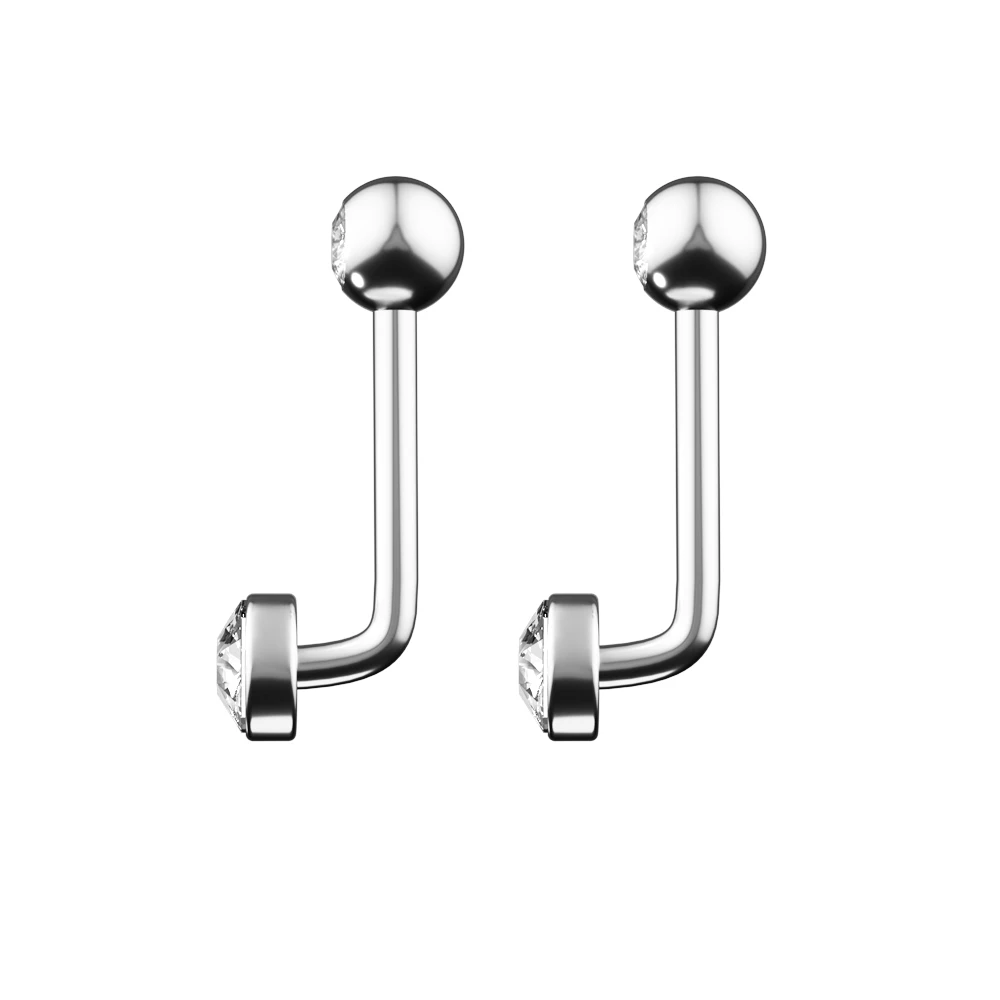 G23 Titanium Crystal Gem Vertical Hood Piercing Lip Ring