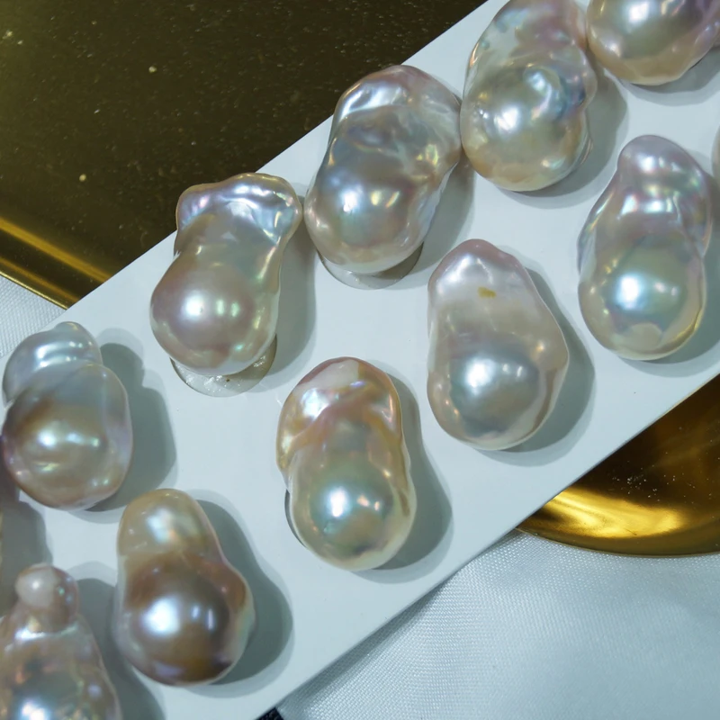 

15-16mm Zhuji Natural Baroque Pearls 3A Quality Irregular Nucleated Loose Freshwater Pearl White Pink Purple Pearls