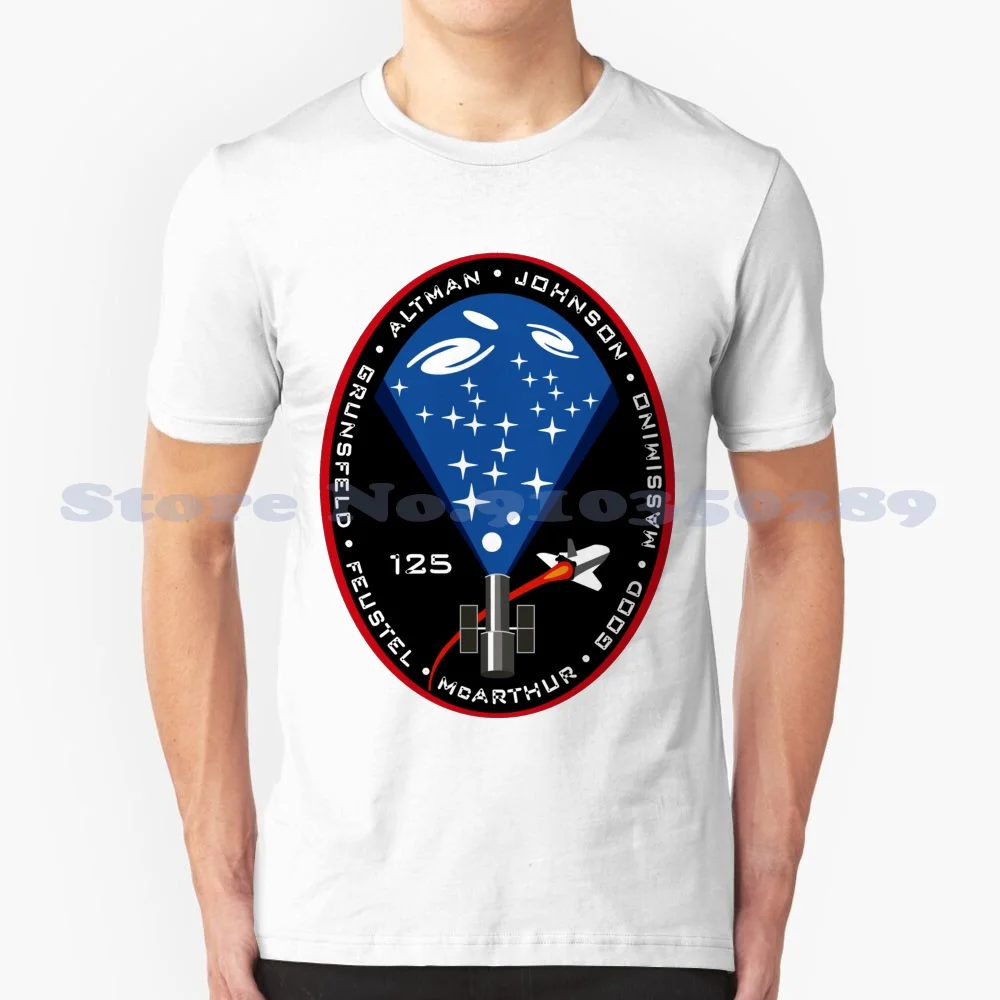 Sts 125 Mission Logo 100% Cotton T-Shirt Atlantis Spaceshuttle Usa National Aeronautics Columbia Challenger Discovery European