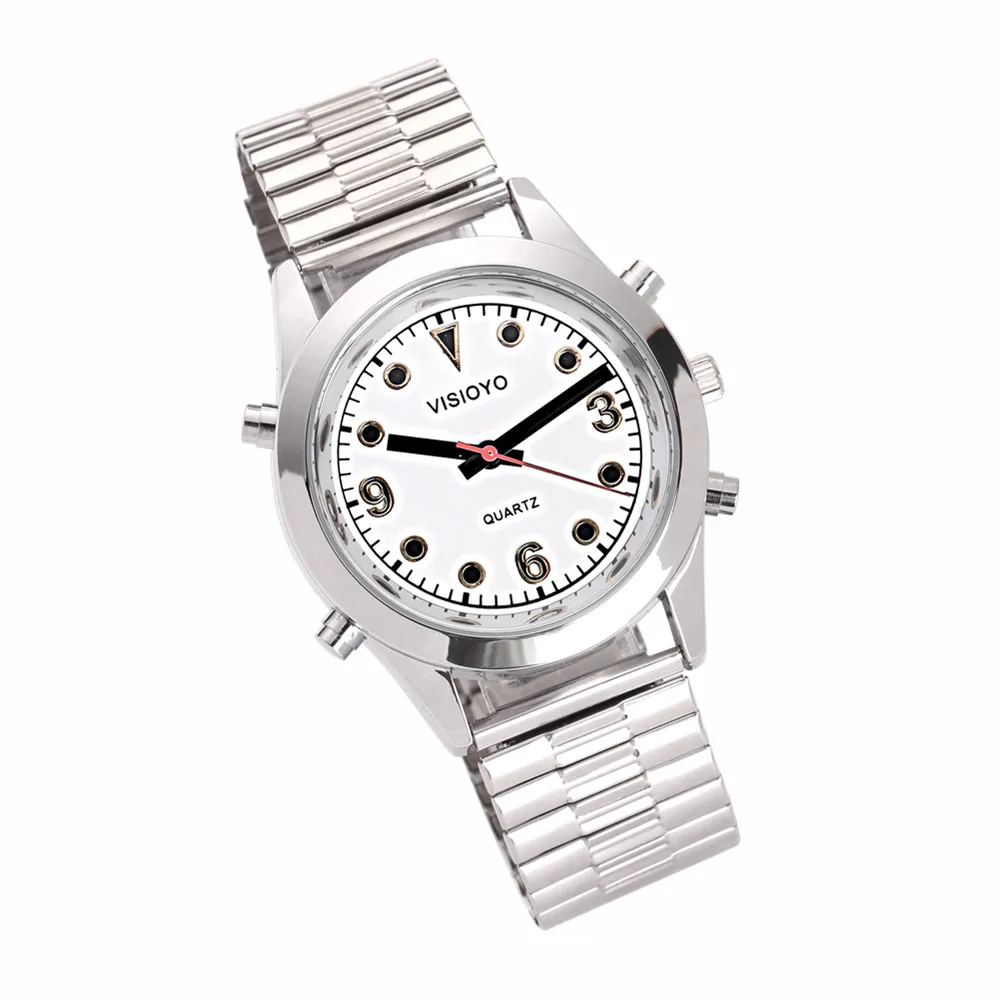 Reloj parlante francés con alarma, esfera blanca, TFSW-22F