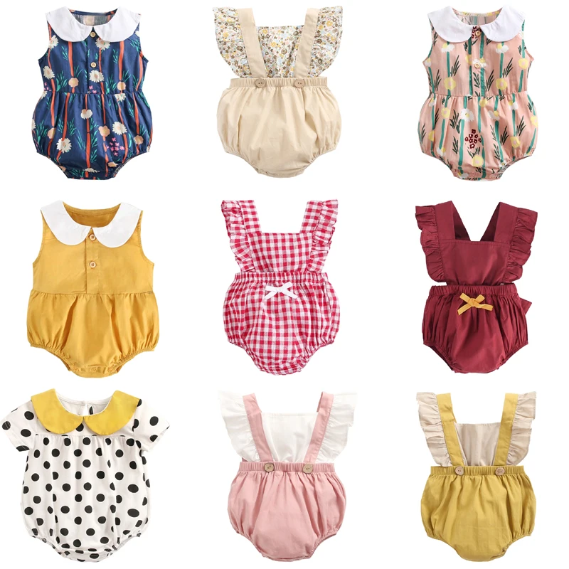 

New Arrivels Baby Girls Ruffle One-Pieces Clothes Summer Newborn Kids Sleeveless Baby Romper Jumpsuit Outfits Sunsuit ползунки