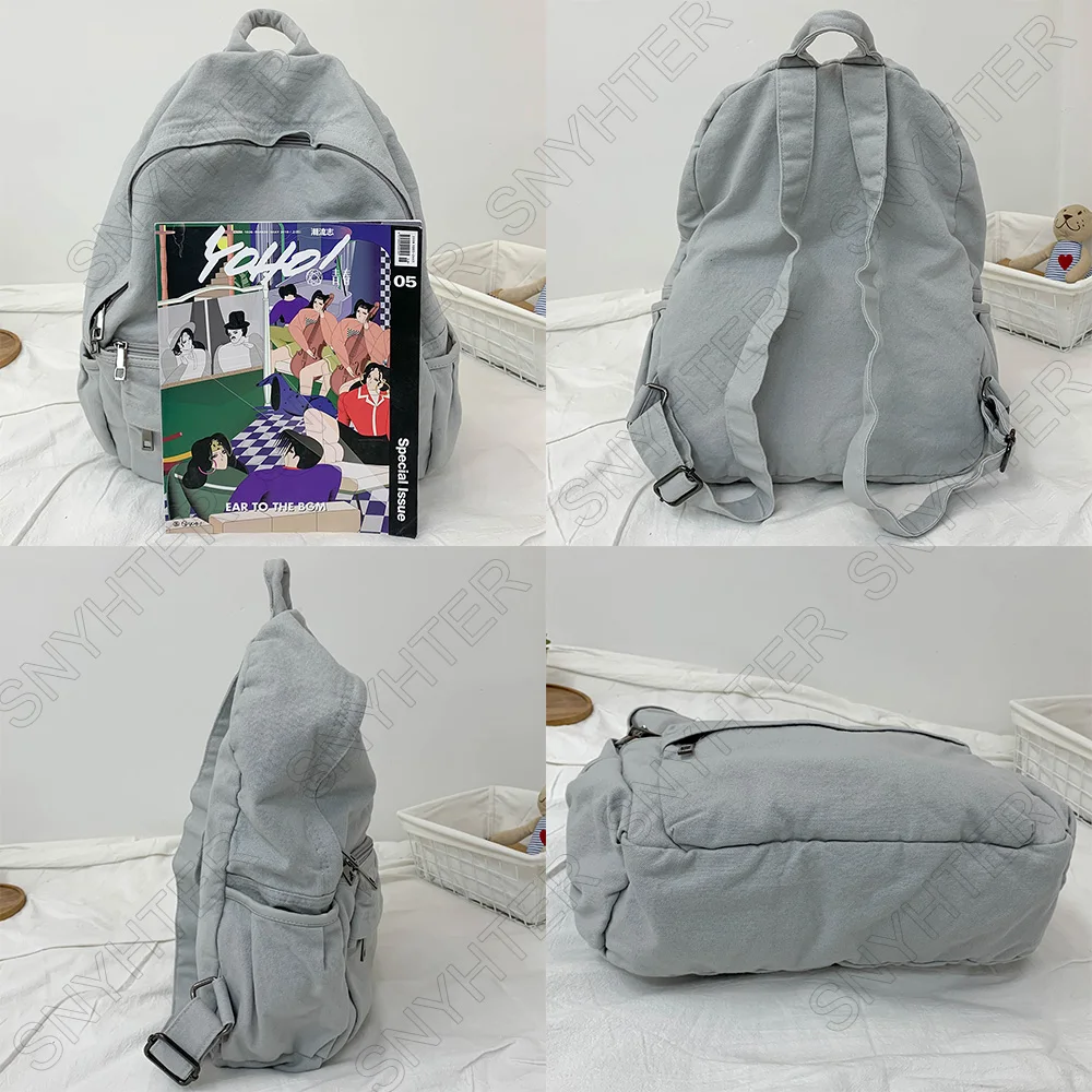 Fashion Girl Solid Solor Canvas College Backpack Women Travel Teen Bag Ladies Harajuku Cute Bag Female Laptop Student Backpacks